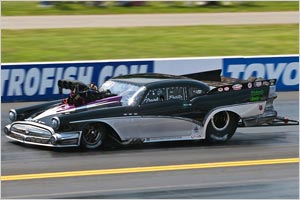 CCI Motorsports 57 Buick Pro Mod At Maple Grove Super Chevy Flying Down The Track
