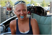 Victoria Of CCI Motorsports Enjoys A Water Ice Blue Tounge Moment